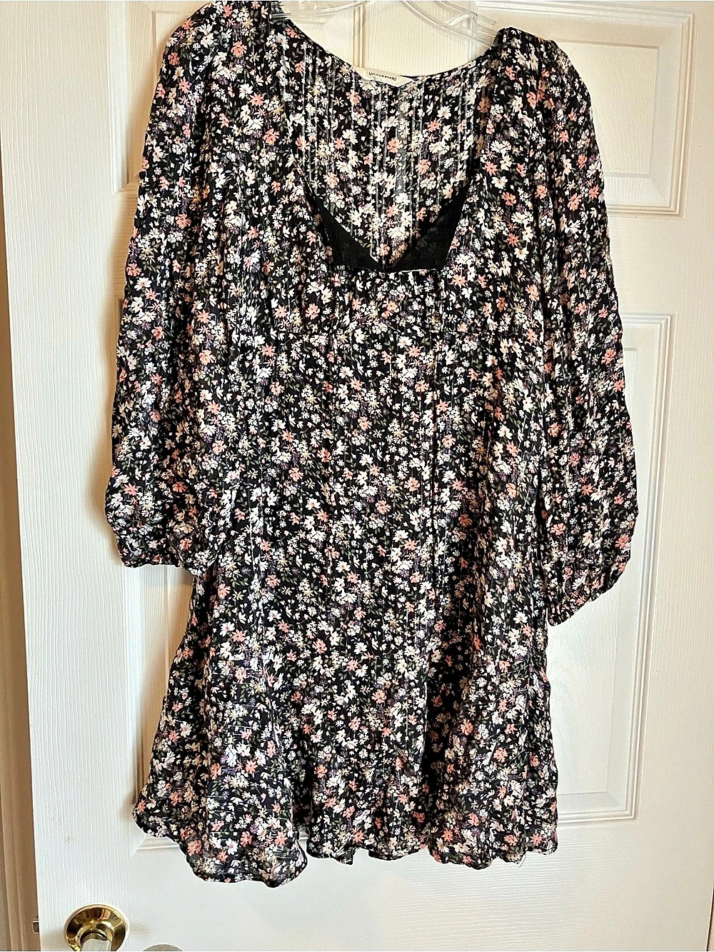Lucky Brand Floral Mini Dress in Black & Pink Like New
